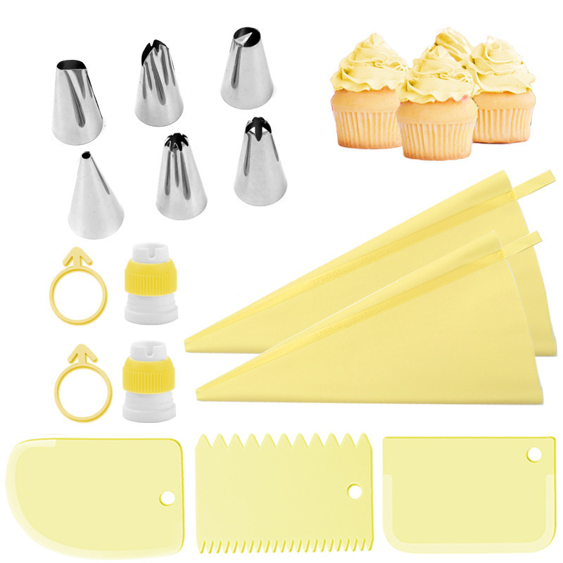 Juego de boquillas de acero inoxidable para decoración de pasteles, herramientas para glaseado, boquilla para crema, bolsa de glaseado de EVA, engrosada