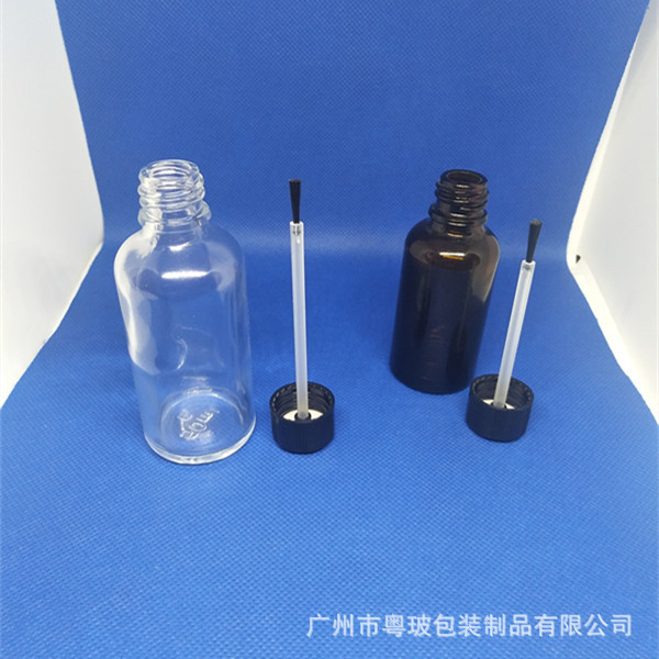 粤玻现货5ml-100ml毛刷精油瓶30ml50ml毛刷精油瓶化妆品分装瓶玻