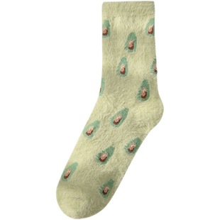 Mink Velvet Socks Women's Autumn and Winter Velvet Thickened Warm Japanese Fruit Cute Home Floor Socks Moon Sleep Socks