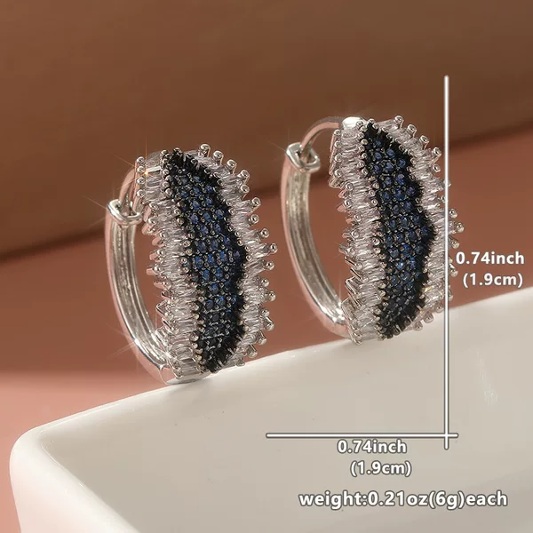 Morning Moon Cross-Border Earrings European and American Style Three-Row Zircon Copper Ear Hoops Yiwu Jewelry Ear Rings