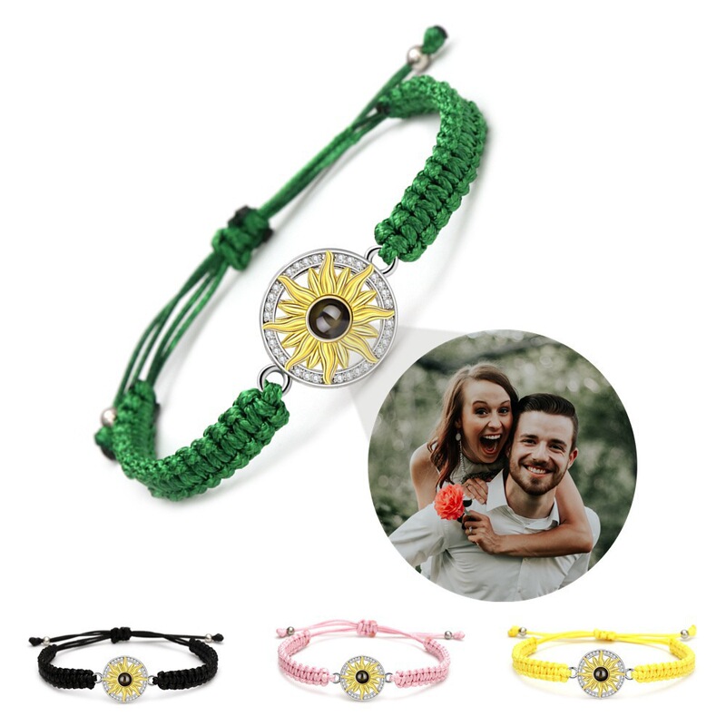 Europe and the United States cross-border sunflower sunflower woven hand rope 100 languages I love you HD color projection customization