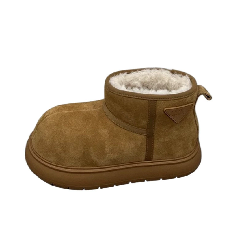 Новые зимние ботинки с плюшевым верхом, нескользящие, короткие, Northeast cotton shoes оптом, утолщённая версия, цельная мягкая кожа, снегоступы фабричного изготовления