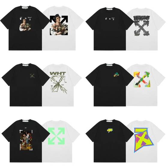 Cross-border hair 2024 summer new trend off-white high quality men's and women's T-shirt printing