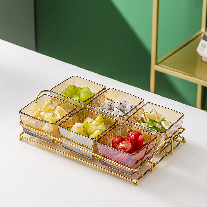 Vidrio separado fruta plato comercial merienda plato bar pie baño Club KTV rejilla plato con tapa