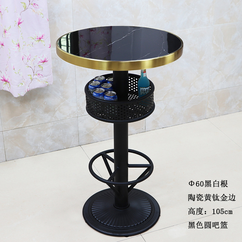 大理石の高いバーのテーブルと椅子の組み合わせ岩板石英石の高足テーブルは静かにしましょうKTV散台テーブルと椅子|undefined