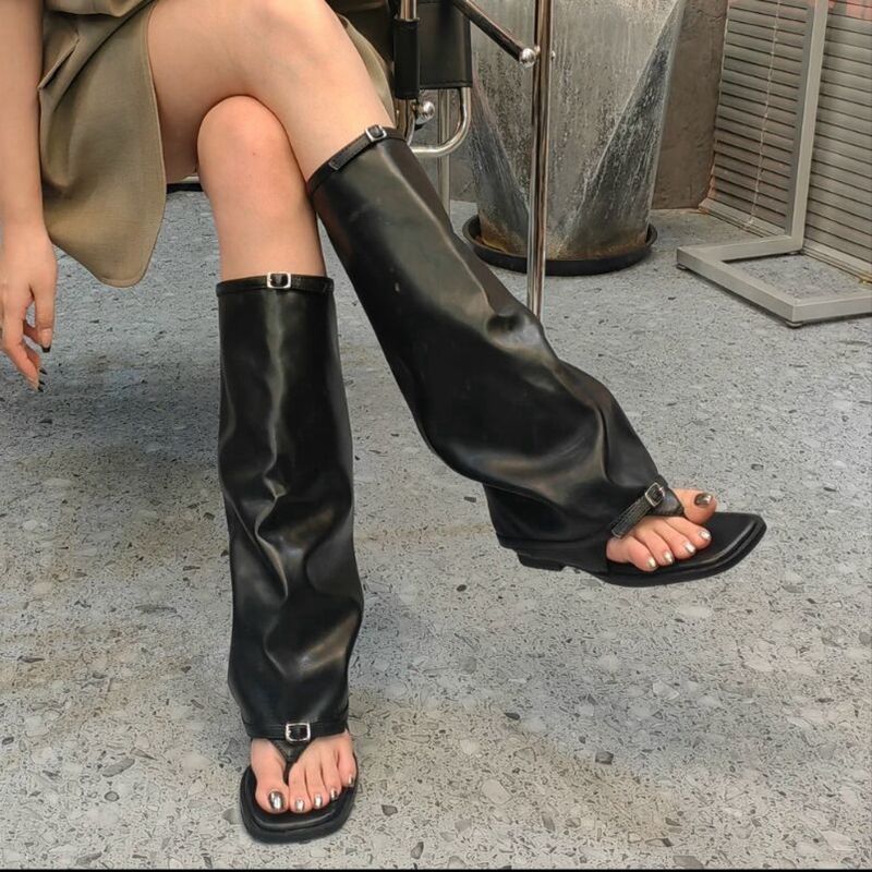 Spring And Summer Popular Flat Open-Toe Height-Increasing Booties Summer Y Boots