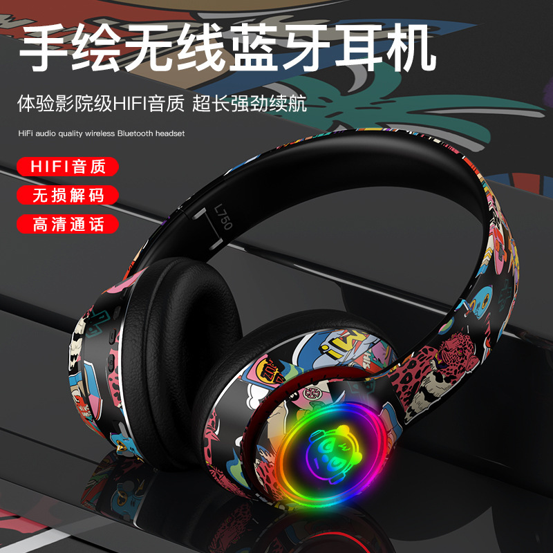 New national tide wind hand-painted headset Bluetooth headset support call function mobile phone computer general manufacturers wholesale