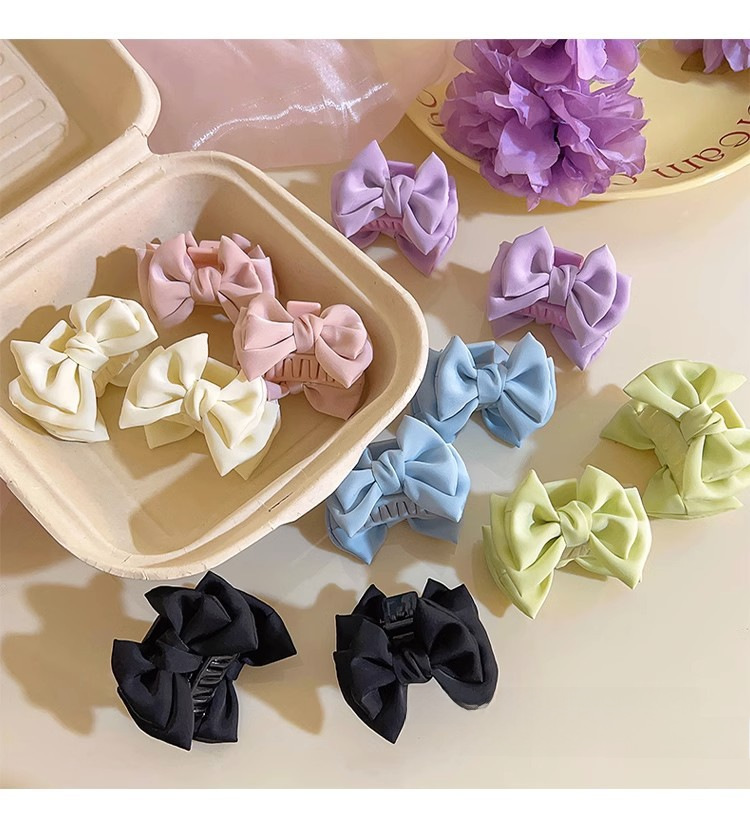 Satijnen strik haarclip voor dames elegante haaraccessoire_voghion.com