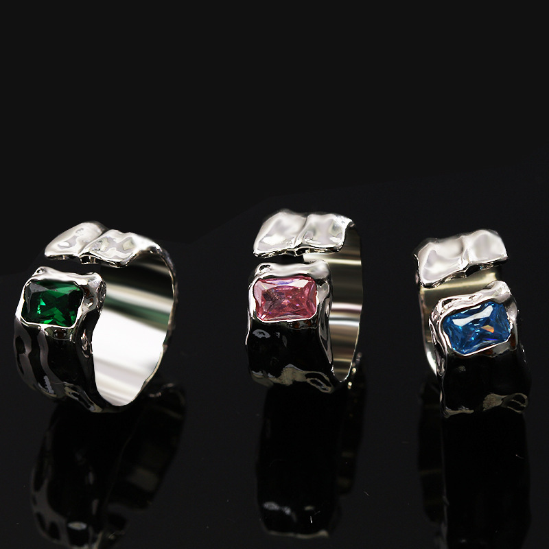 Retro Geometric Copper Plating Zircon Open Ring 1 Piece