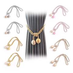 Ilan Minimalist Double Ball Curtain Ribbon Bedroom Ribbon Ties Curtain Clips Curtain Sheer No Installation Storage Hanging Decor