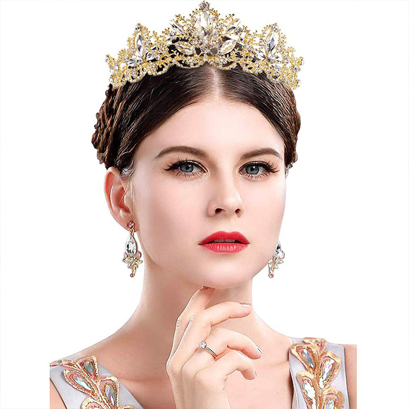 Comercio electrónico transfronterizo popular nupcial boda cena corona rhinestone accesorios para el cabello adulto corona nupcial joyería en stock