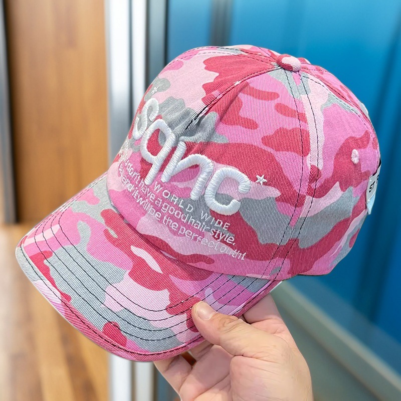 Lu Han con sombrero rosa camuflado sombrero de béisbol coreano sombrero padre-hijo amplio sombrero de lengua gorra 2025 image 8