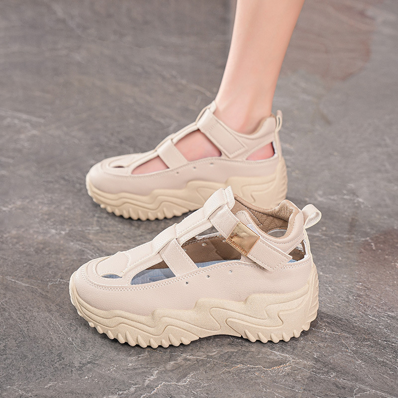 Sandalias Deportivas Caladas con Plataforma para Mujer de Cuero Sintético y PVC para Uso Casual image 3