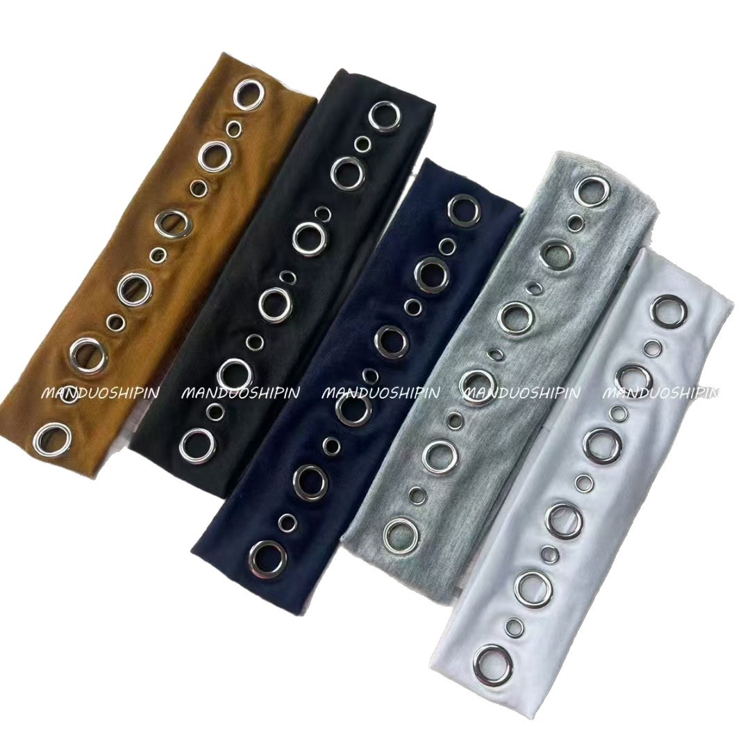 Bandas de pelo punk transfronterizas bandas de pelo elásticas de tela de rock festival de música agujero bandas de pelo retro dulces y frescas bandas de cabeza de color sólido