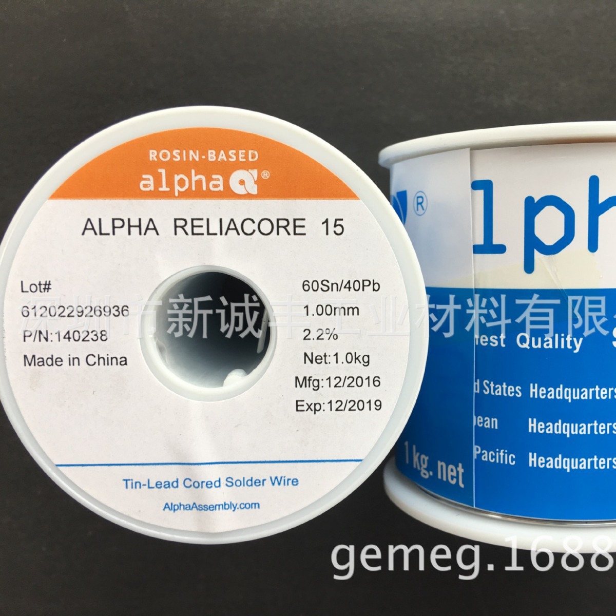 ALPHA爱法焊锡线/锡丝RELIACORE 15 Sn60/Pb40-1.00MM-F2.2