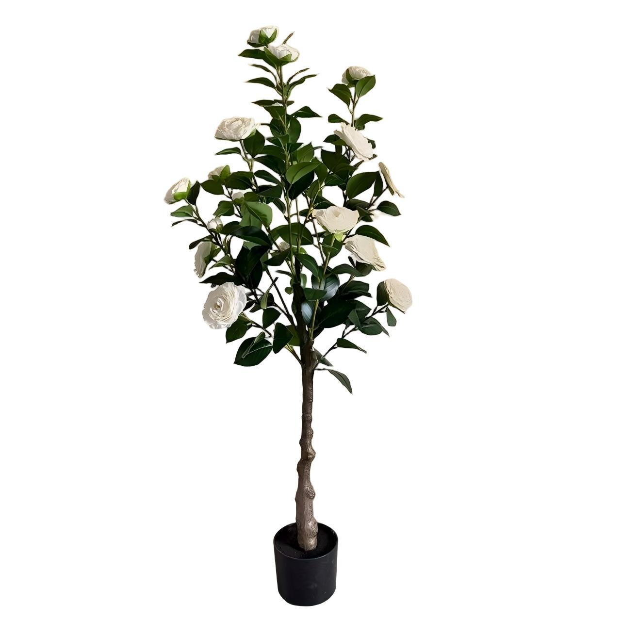 Desmontaje transfronterizo de camélia árbol de simulación de flores verde camélia maceta árbol falso sala de estar plantación biónica de plantas verdes flores falsas