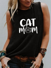 現貨 歐美跨境 母親節 貓媽媽字母圖案印花 時尚休閑無袖背心T恤