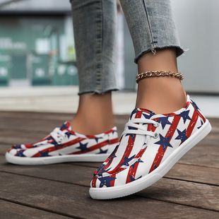 Cross-Border Trade Large-Size Women's Loafers, Pomixia Round-Toe Canvas Shoes with Unique Prints, Wholesale Thick-Soled