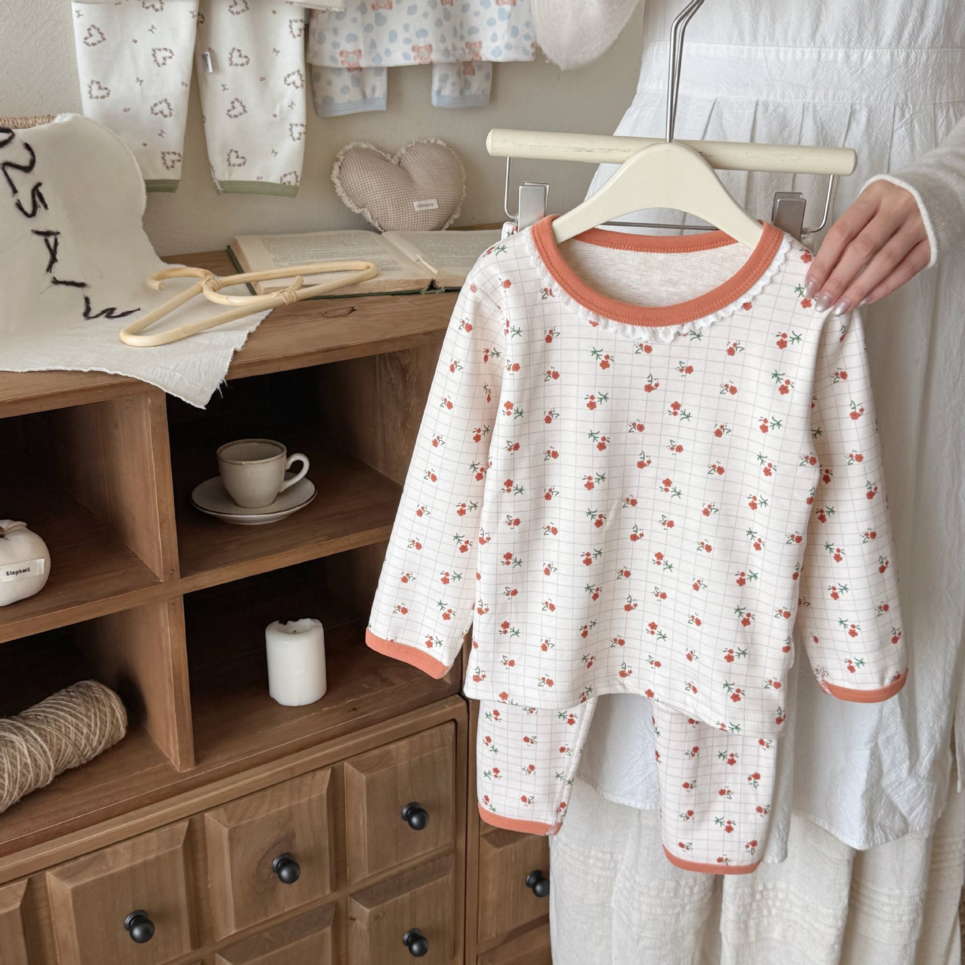 Niños otoño invierno calentamiento chaqueta de otoño para niños pantalones de otoño set niñas lindas ropa interior de base de dibujos animados pijamas de bebé