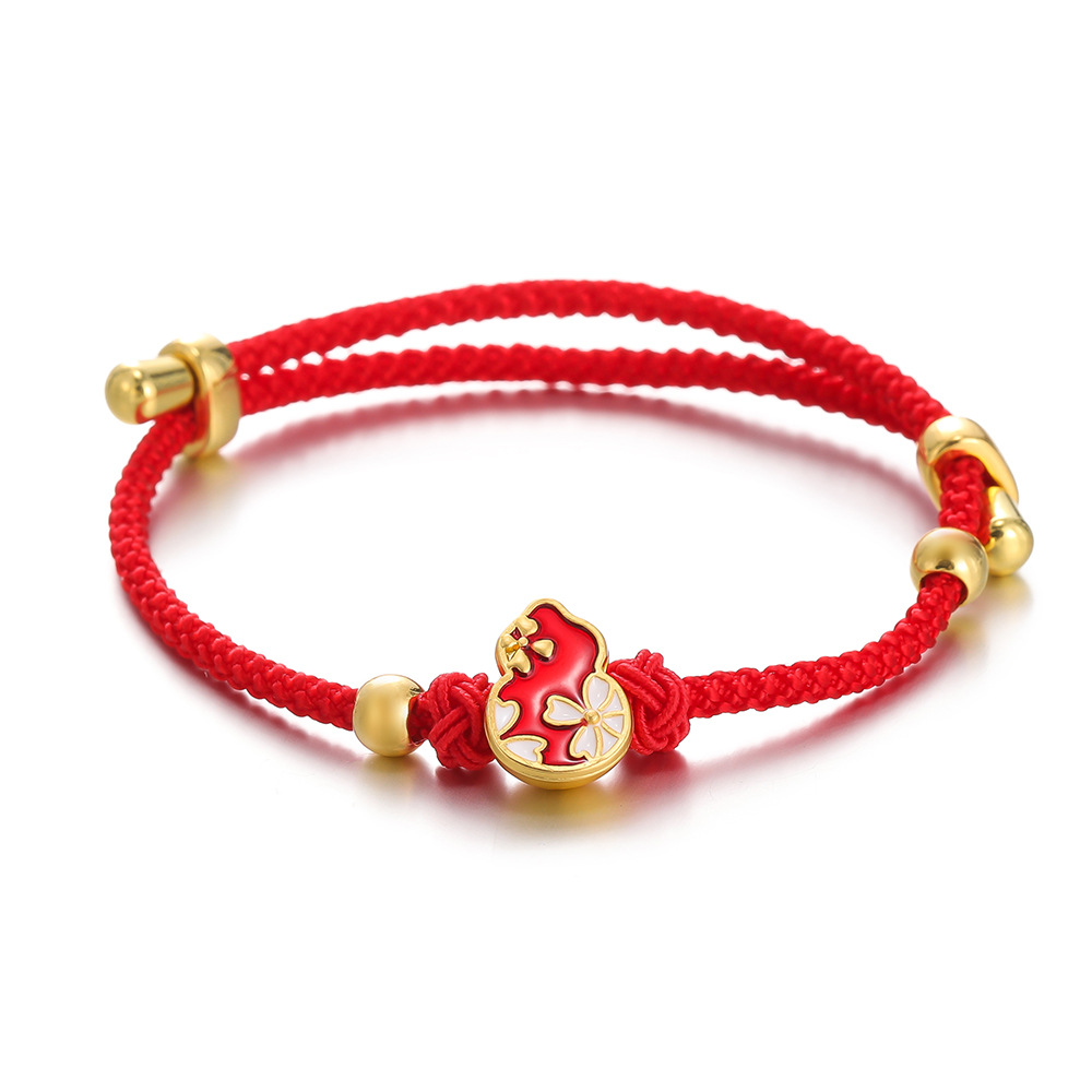 2024 dragón año rojo pulsera tejida oro suerte Zodiaco dragón nacimiento año nuevo chino pequeño regalo pulsera cuerda