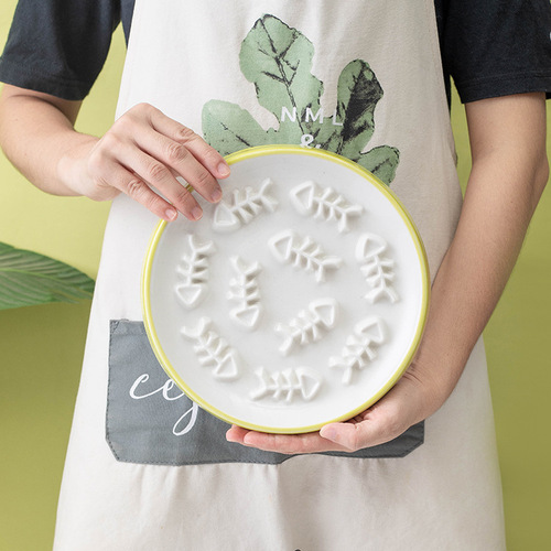 Pet ceramic slow food bowls and plates, tall dog food bowls, anti-choking and slow food supplies for cats, puppies, small and medium-sized dogs