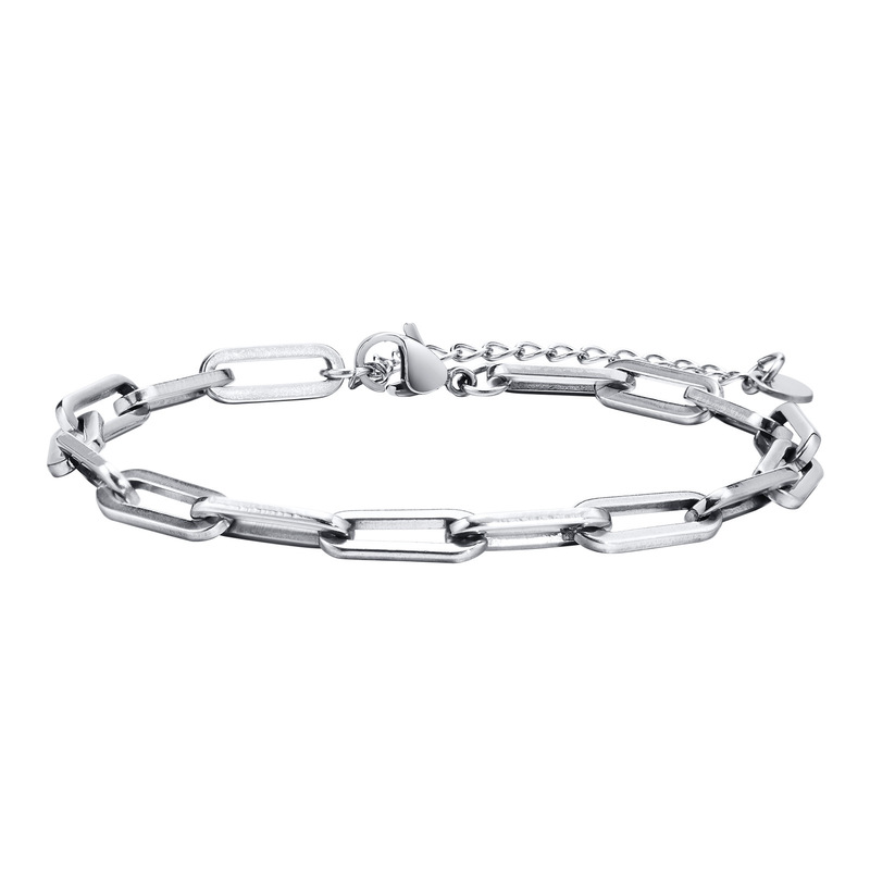 メンズファッションブレスレットステンレスフラット長十字チェーンブレスレット鋼色泉渓水アクセサリーBR-1395|undefined
