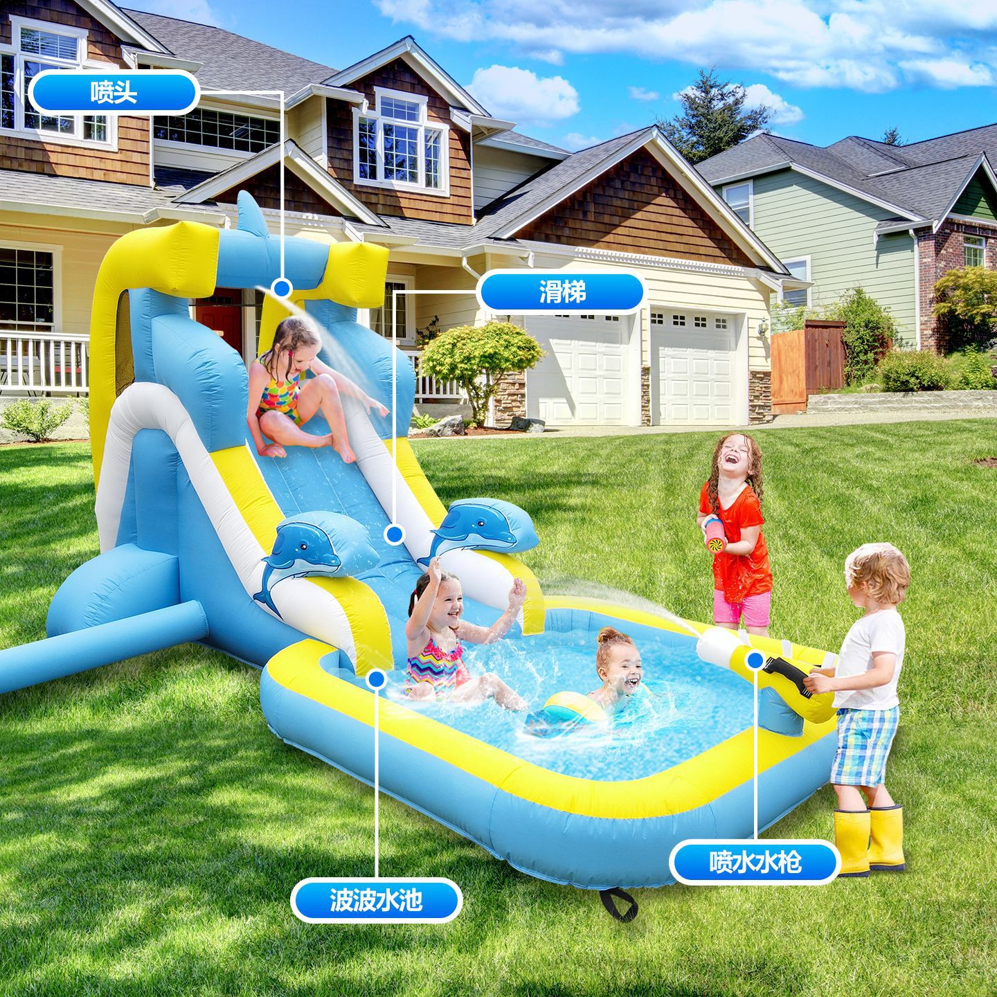 castillo infláble al aire libre con tobogan infláble doméstico con tobogan infláble para niños pequeños castillo infláble combinación de juguetes de parque de atracciones