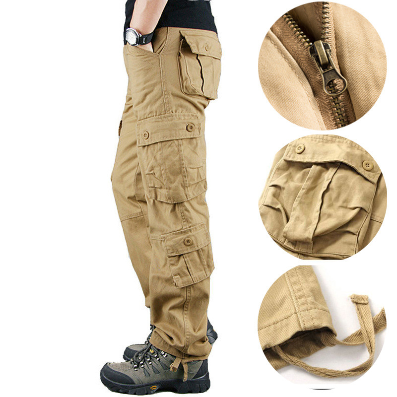 Multi-Bolsillo overoles pantalones casuales de los hombres al aire libre resistente al desgaste táctico más tamaño suelto recto 8-Bag pantalones de comercio exterior