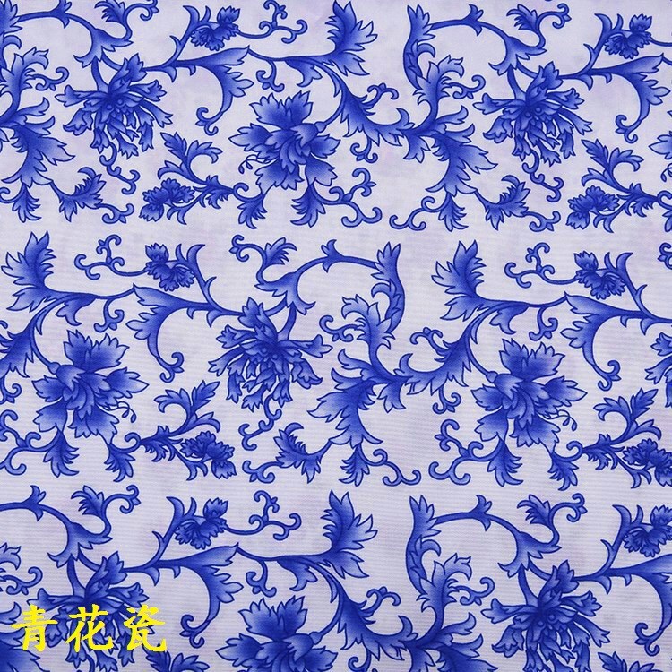 Factory spot support a generation of white blue classical Chinese style blue and white porcelain printed polyester printed cloth