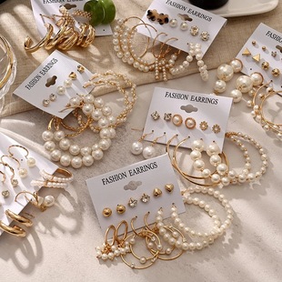 XP17 Fashion gold hoop earrings pearl earrings ���h���b ���