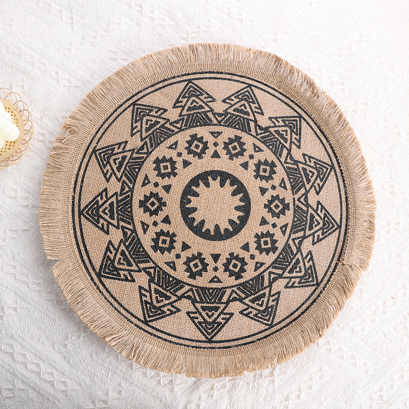 ins style Nordic woven coasters placemats cotton and linen table insulation pads home jute decorative mats_voghion.com