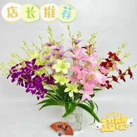 仿真20头兰花高把批发 婚礼花墙花排插花家居客厅装饰摄影道具