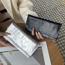 韩版钱包女士长款纯色简约薄款钱夹多卡位头层牛皮百搭手拿包包