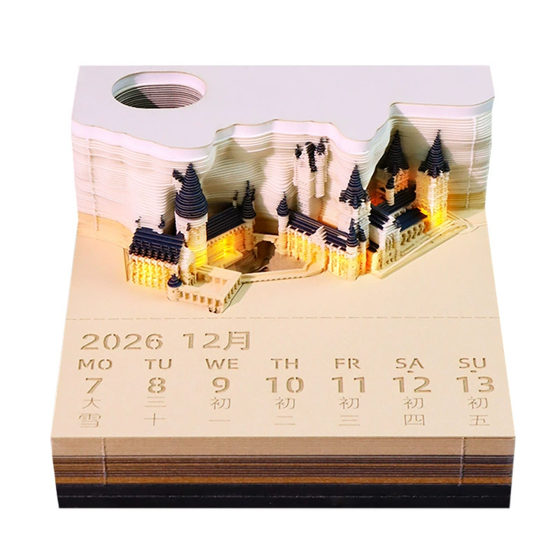 3D Castle Desk Calendar, Custom Creative Gift, 2026 Weekly Options with Lighted Covers