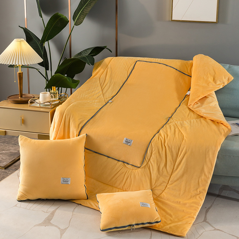 크리스탈 벨벳 아플리케 자수 베개 이불-강황