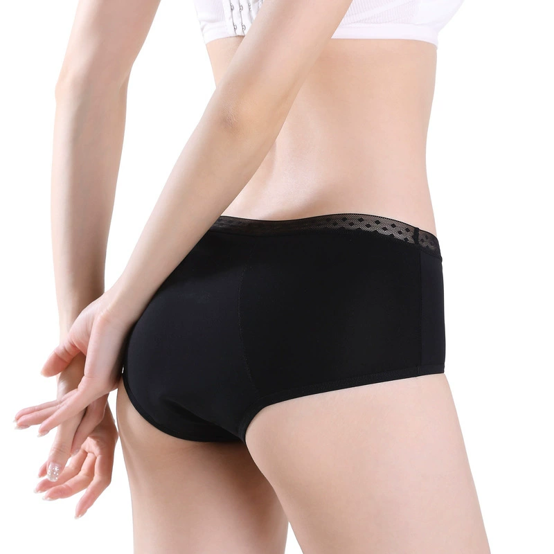 善好针织 Black colored elastic thin breathable underwear, physiological trousers, custom-made