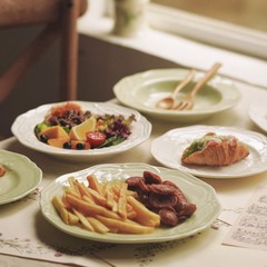 レトロ風陶磁器食器玲蘭清新シリーズケーキ家庭用ステーキパスタデザート菓子平皿深皿
