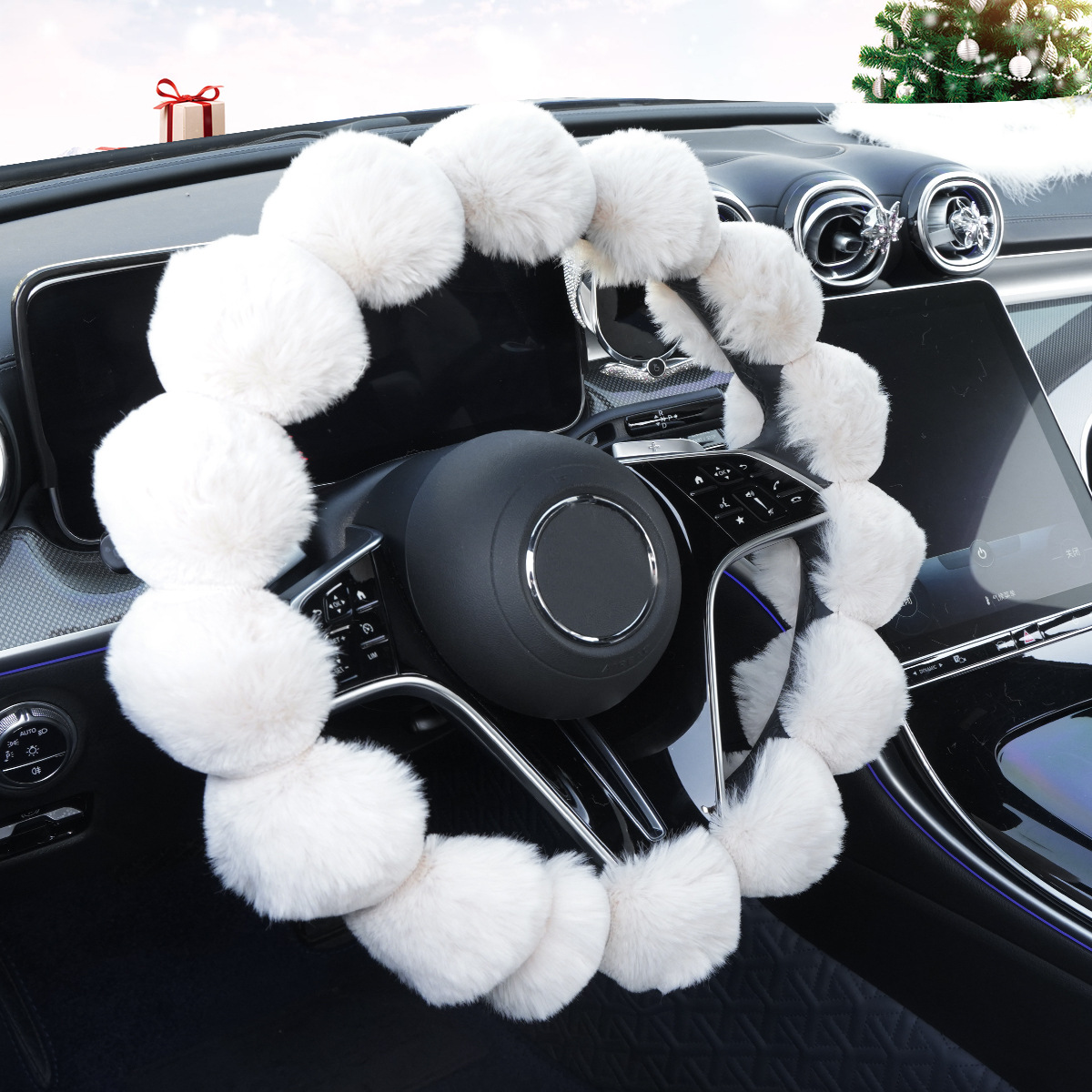 Car Steering Wheel Cover Winter Plush Cross-Border Foreign Trade Hot-Selling Decorative Non-Slip Warm Cute All-Season Universal Handle Cover