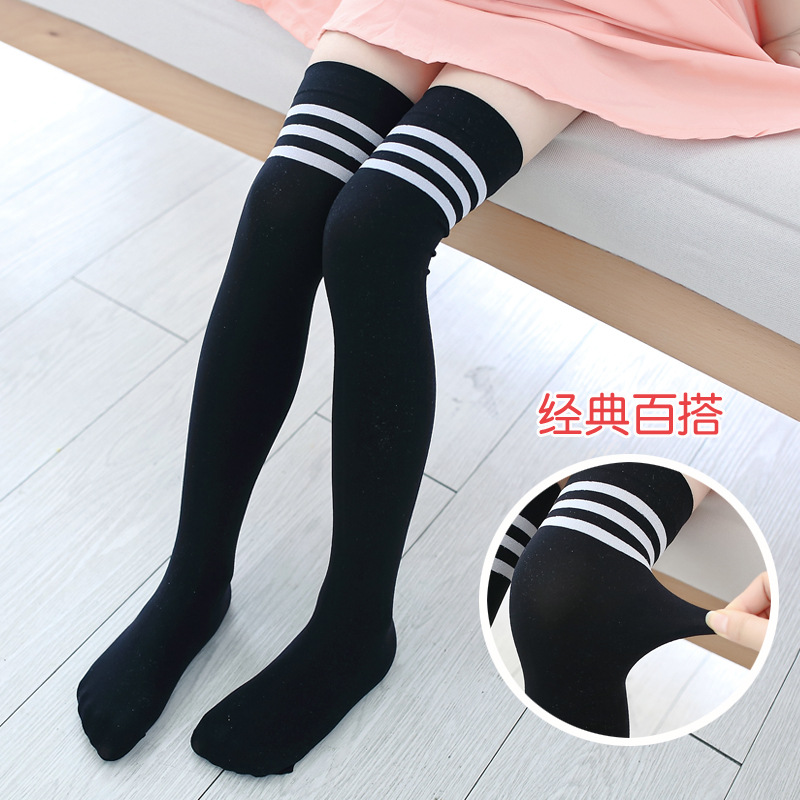 Japanese college wind cotton thick black and white striped long…