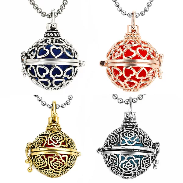Cross-border best-selling aromatherapy patterned heart-shaped cage hollow necklace essential oil diffuser perfume box for traditional Chinese clothing