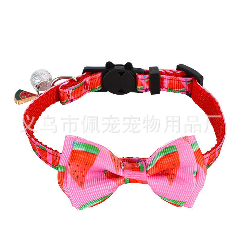 Nuevo producto Pet Fruit Bowknot Correas Cat Collar Bowknot Desmontable Mobile Belt Bell