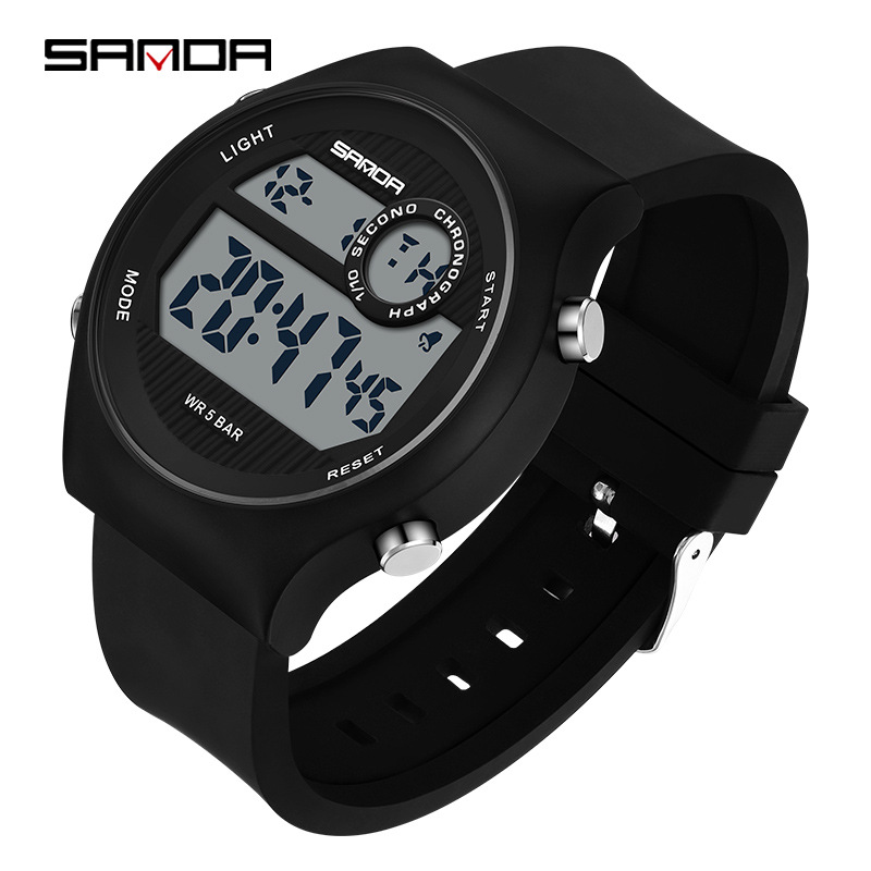 SANDA Sanda movimiento electrónico reloj electrónico de moda de estudiantes de secundaria secundaria reloj electrónico multifuncional luz nocturna reloj despertador estudiante reloj