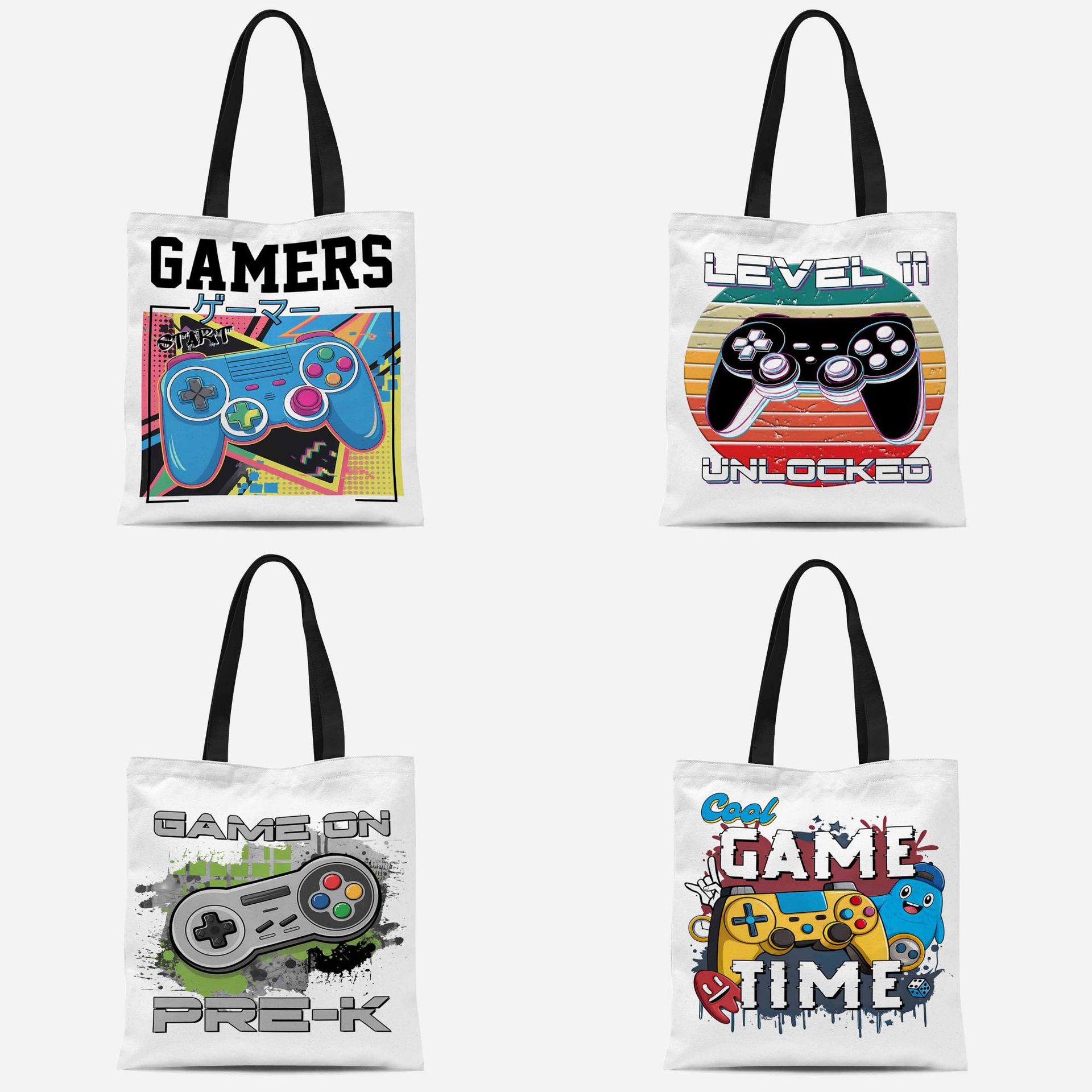 跨境复古游戏机印花帆布袋亚马逊收纳手提包通勤包厂家直销