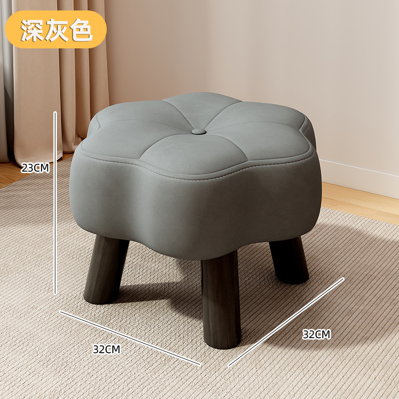 小さなスツール、家庭用の軽い高級感、シンプルな花の小さなスツール、リビングルームのコーヒーテーブル、無垢材のソファスツール、丈夫で耐久性のある靴交換スツール|undefined