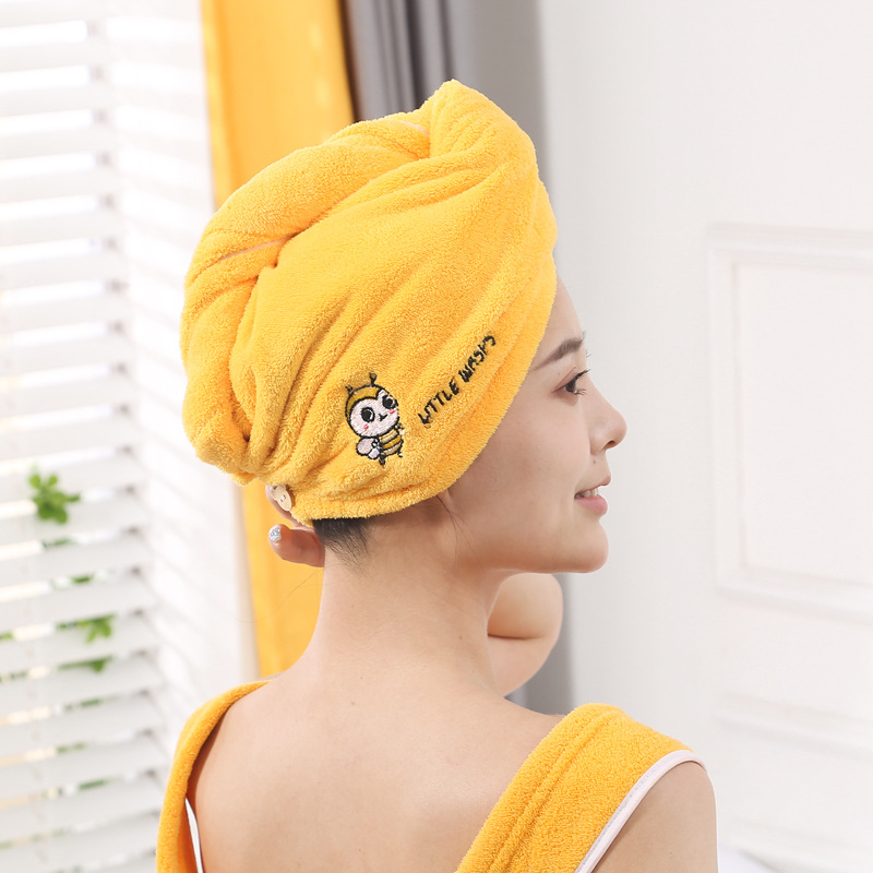 廠家批發珊瑚絨干發帽可愛卡通吸水浴帽加厚干發巾可刺繡logo