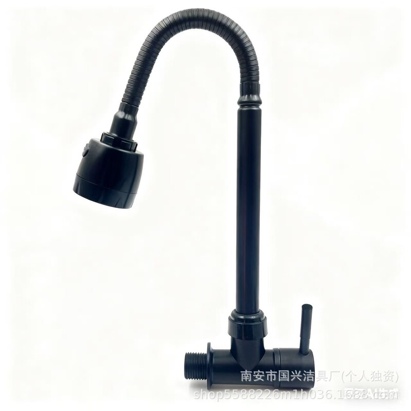 Foreign Trade Black Universal Horizontal Single Cold Faucet Two-Speed In-Wall Kitchen Faucet Wall-Mounted Multi-Function Faucet