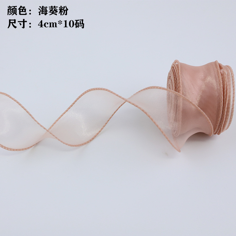 En stock al por mayor 4cm Phnom Penh fishtail hilo llano envuelto flor amplia cinta onda cinta ramo de flores material de embalaje