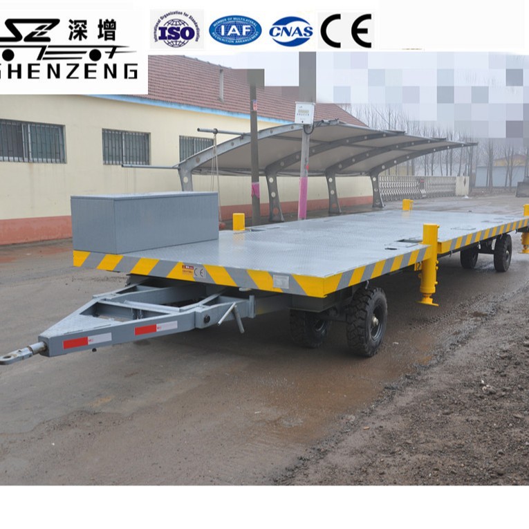 10吨厂内转运平板拖车 液压支腿平板车 叉车拖车 全挂车