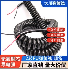 无氧纯铜芯线弹簧电线 2芯1.5平方2*1.0/2.5平方螺旋电线  PU弹簧