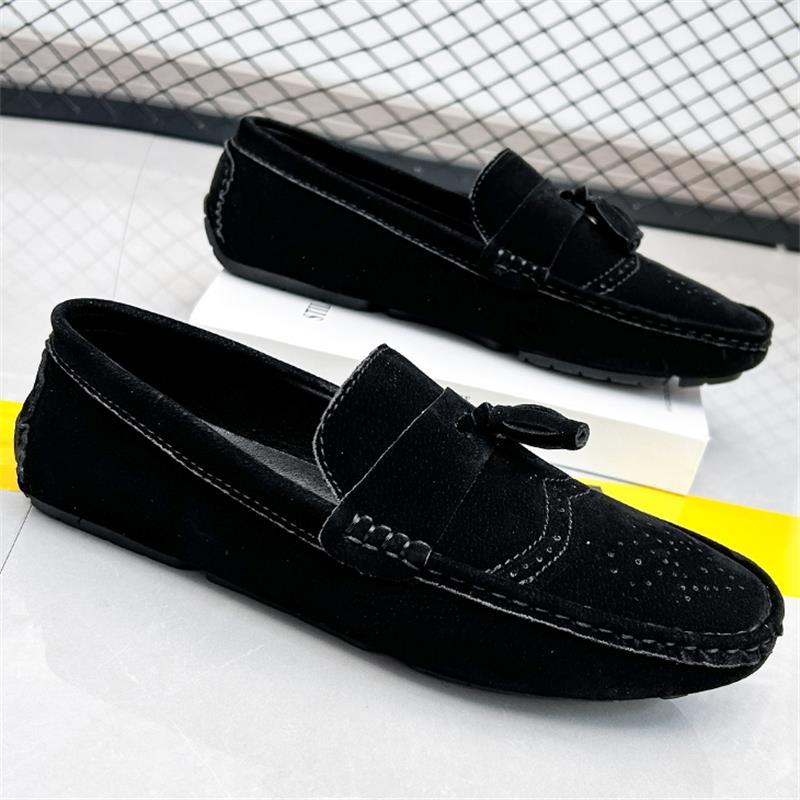 Mocassins décontractés en cuir Cross-Border Rice 48 pour hommes, semelle souple, style slip-on, tendance et décontractés._voghion.com